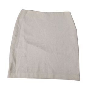 St. John Pencil Skirt Womens 16 Ivory Wool Rayon Blend Silk Lined Mini Stretch